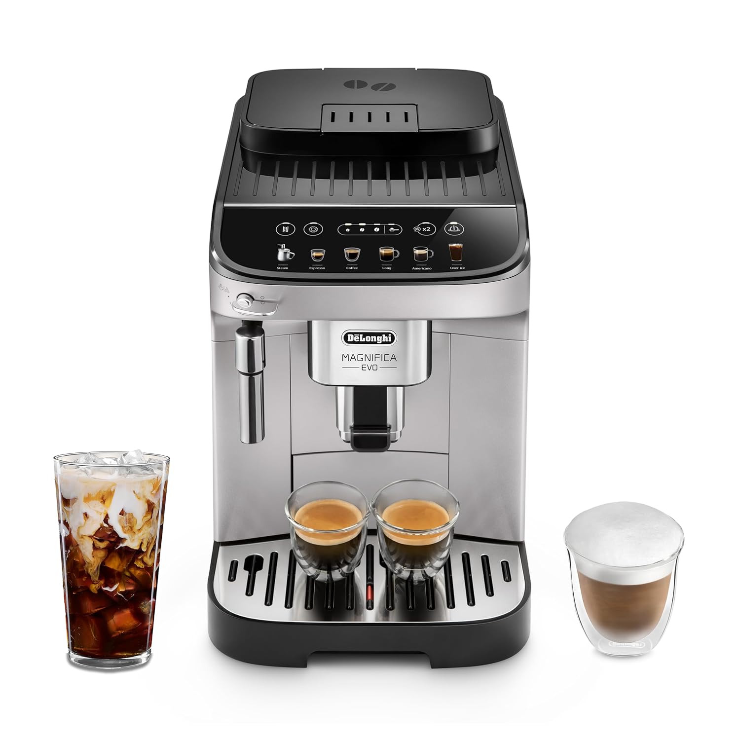 De'Longhi Magnifica Evo Automatic Espresso & Coffee Machine with Manual Milk Frother, Built-in Grinder & Auto-Clean Function - For Latte, Cappuccino, Americano, Iced Coffee,...