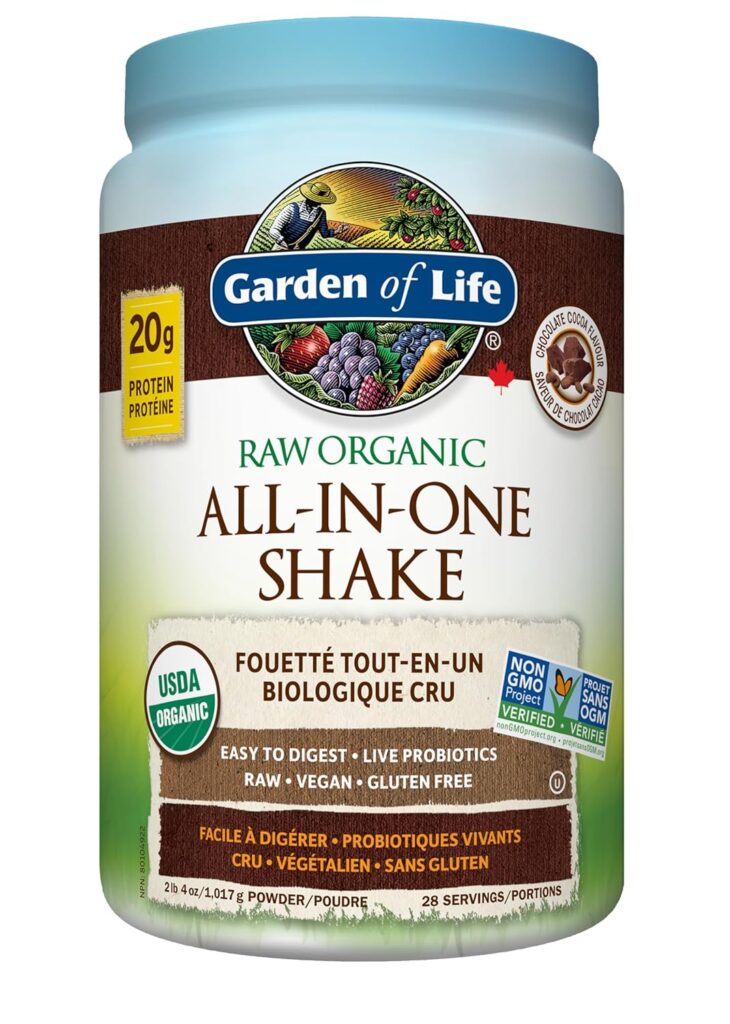 Garden of Life Raw All-in-One Nutritional Shake, Chocolate Cocoa, (28 servings- 1017g) Packed with 20 grams of Certified Organic Plant Protein packed with incredible nutrition...